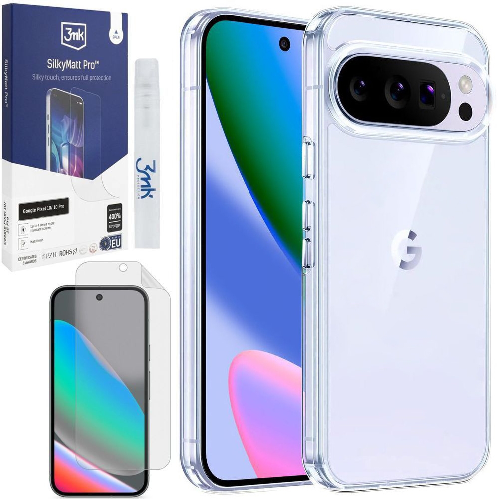 Etui 3mk Armor Case | Clear + FOLIA 3mk SilkyMatt do Google Pixel 10 / 10 Pro