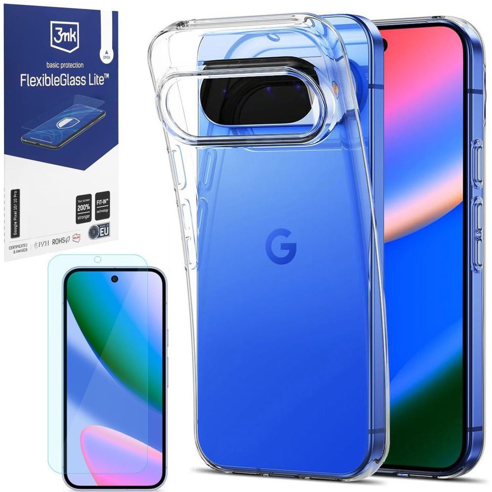 Etui 3mk Clear Case | Bezbarwne + SZKŁO 3mk Flexible Glass Lite do Google Pixel 10 / 10 Pro