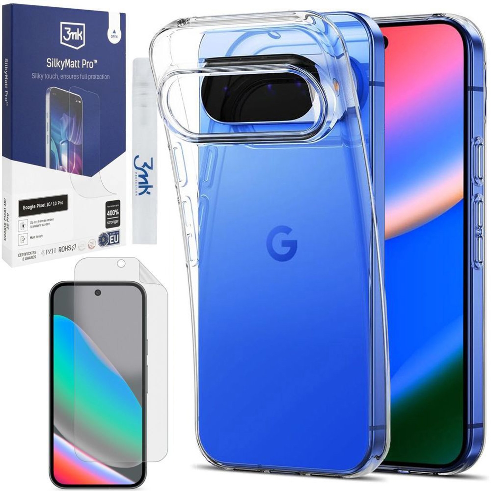 Etui 3mk Clear Case | Bezbarwne + FOLIA 3mk SilkyMatt do Google Pixel 10 / 10 Pro
