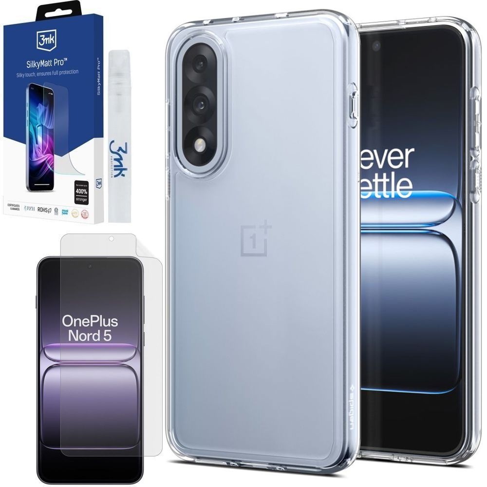 Etui SPIGEN Ultra Hybrid | Crystal Clear + FOLIA 3mk SilkyMatt do OnePlus Nord 5