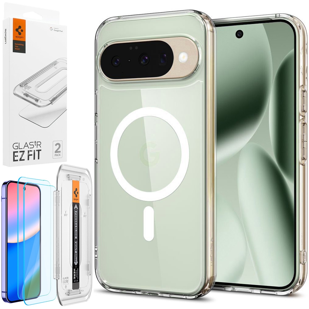 Etui SPIGEN Ultra Hybrid PixelSnap | Clear White + 2x SZKŁO Spigen do Google Pixel 10 / 10 Pro
