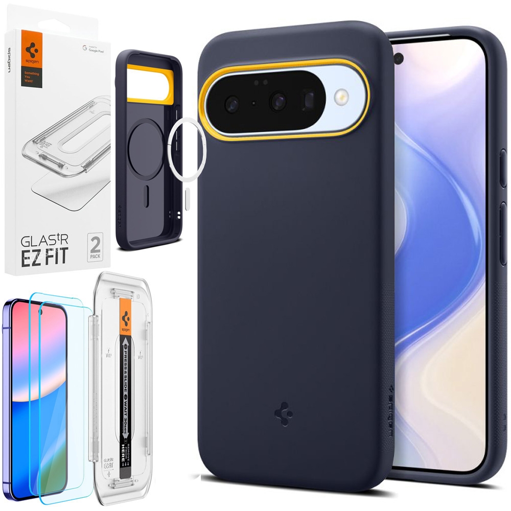 Etui SPIGEN Nano POP PixelSnap | Blueberry Navy + 2x SZKŁO Spigen do Google Pixel 10 / 10 Pro
