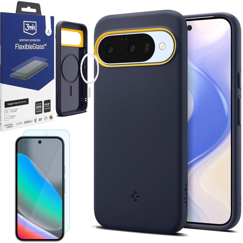 Etui SPIGEN Nano POP PixelSnap | Blueberry Navy + SZKŁO 3mk Flexible Glass do Google Pixel 10 / 10 Pro