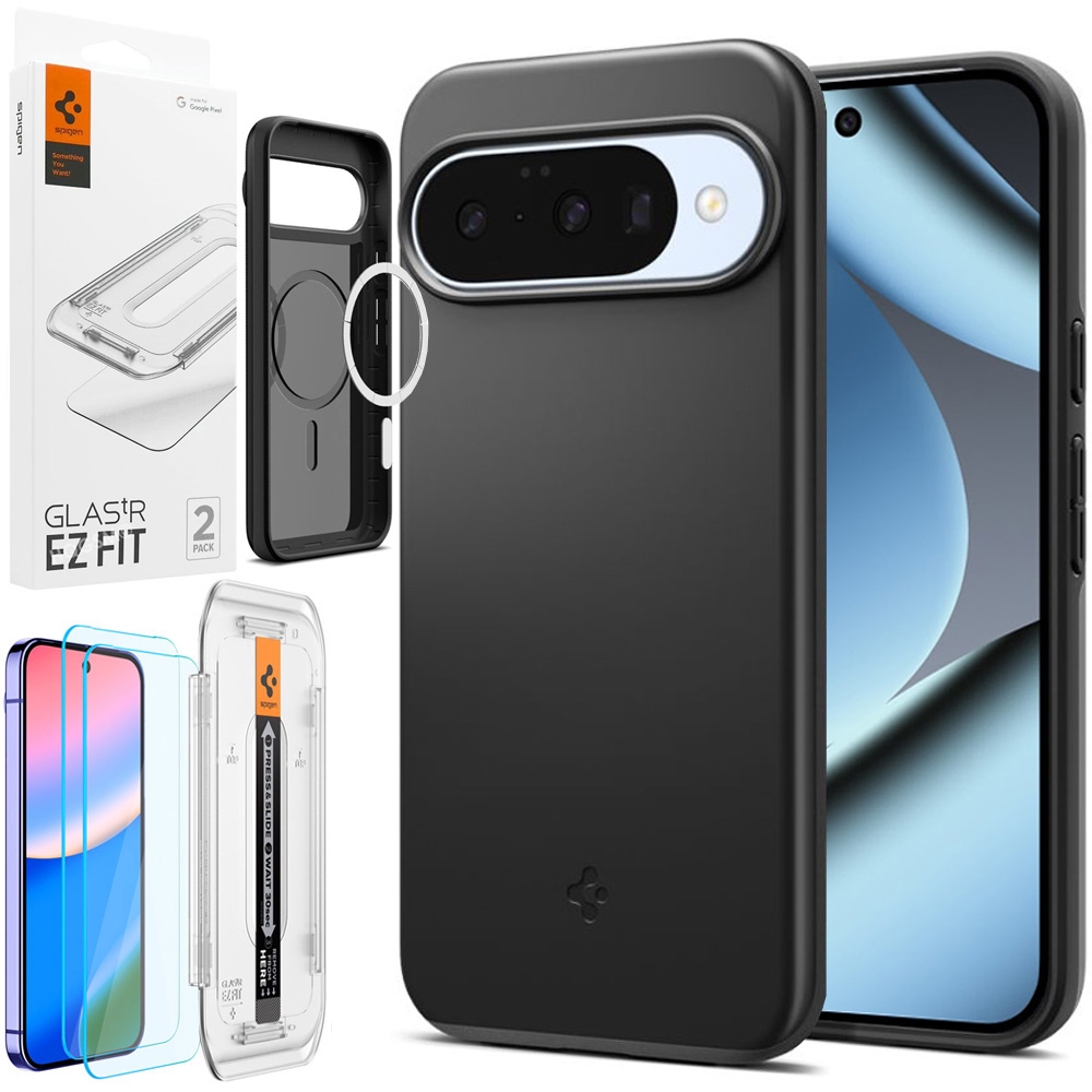 Etui SPIGEN Thin Fit PixelSnap | Black + 2x SZKŁO Spigen do Google Pixel 10 / 10 Pro