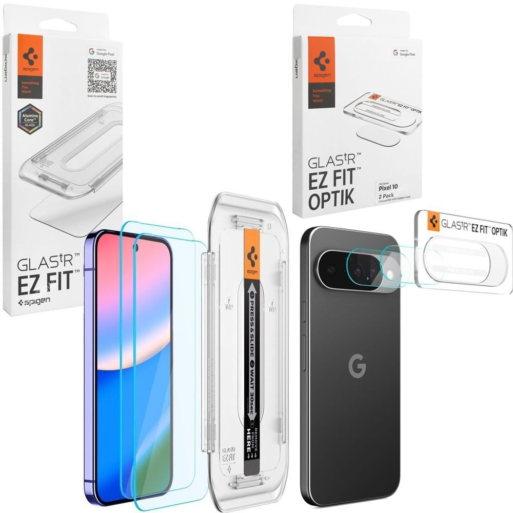 2x Szkło Hartowane SPIGEN GLAS.tR EZ FIT + 2x SZKŁO na Aparat do Google Pixel 10