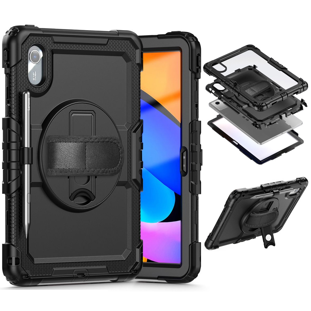 Pancerne Etui ARMOR 360° z Uchwytem i Podstawką | Czarne do Lenovo IdeaTab 11