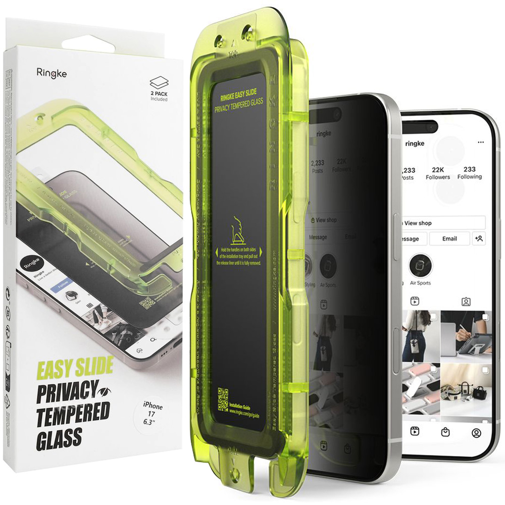 2x Szkło Hartowane RINGKE Easy Slide PRIVACY + Aplikator do Apple iPhone 17 |