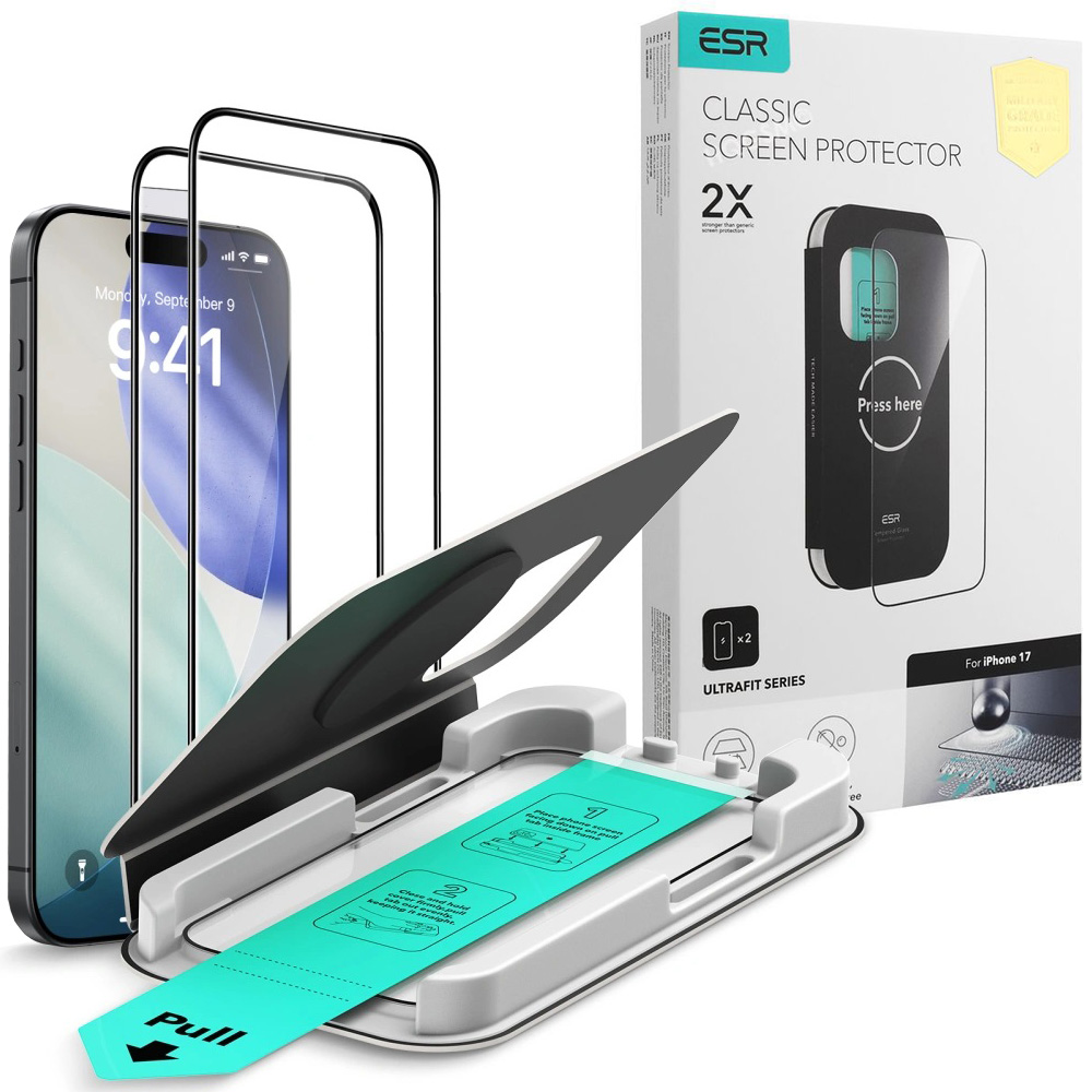 ESR UltraFit | 2x Szkło Hartowane z aplikatorem do Apple iPhone 17 |