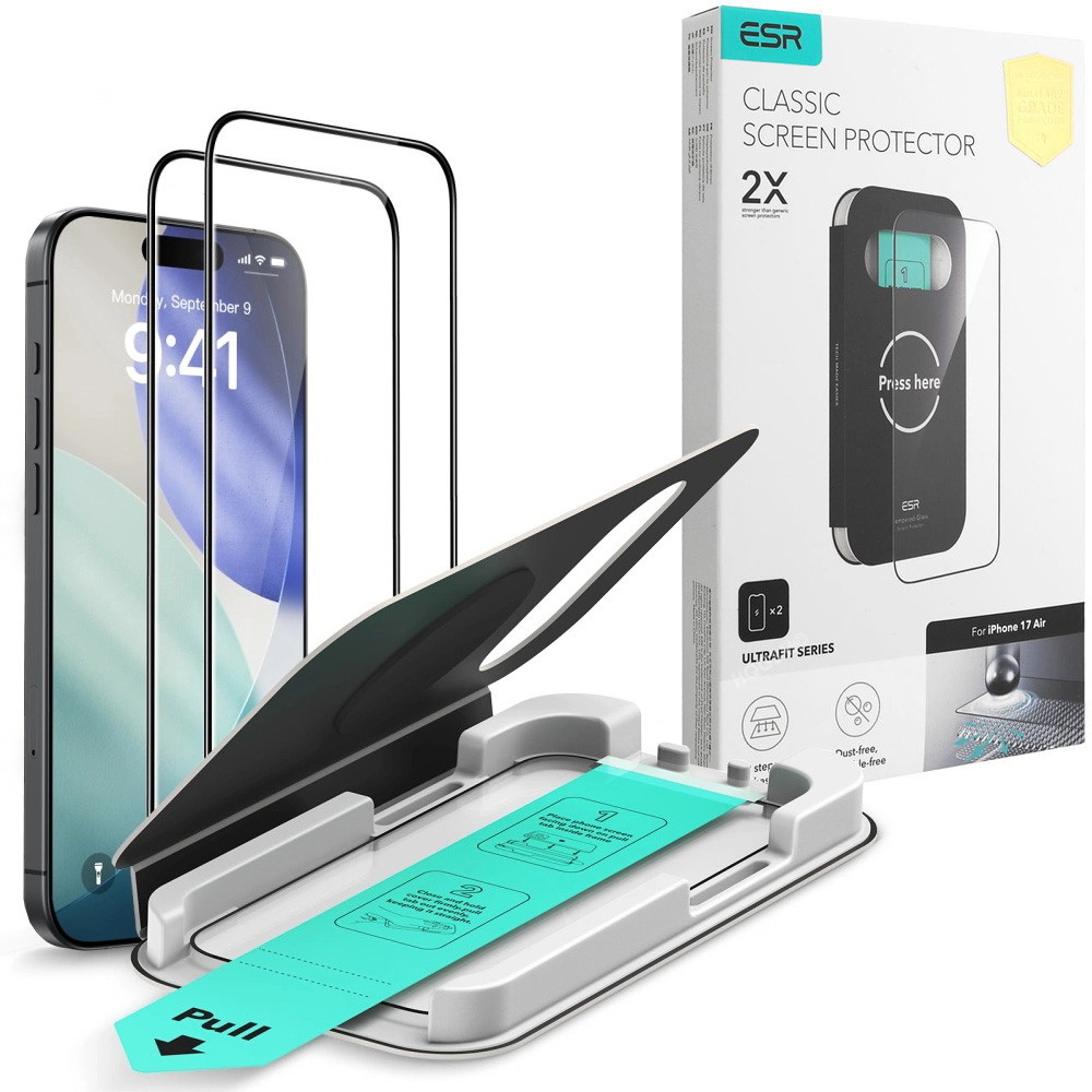 ESR UltraFit | 2x Szkło Hartowane z aplikatorem do Apple iPhone Air