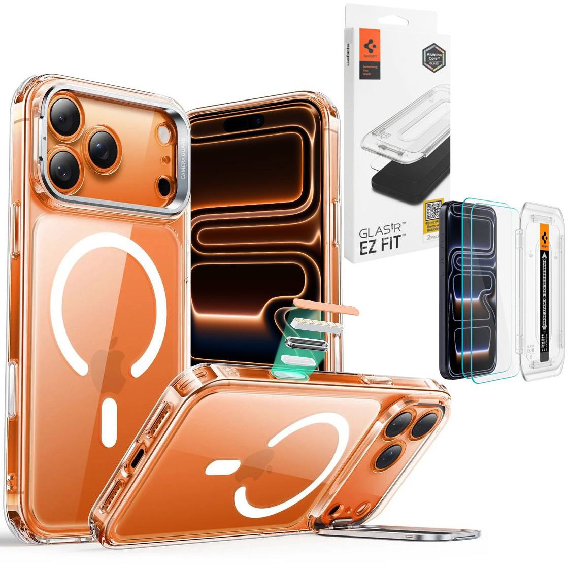 Etui ESR Hybrid Magnetic Case | Clear + 2x SZKŁO Spigen do Apple iPhone 17 Pro Max