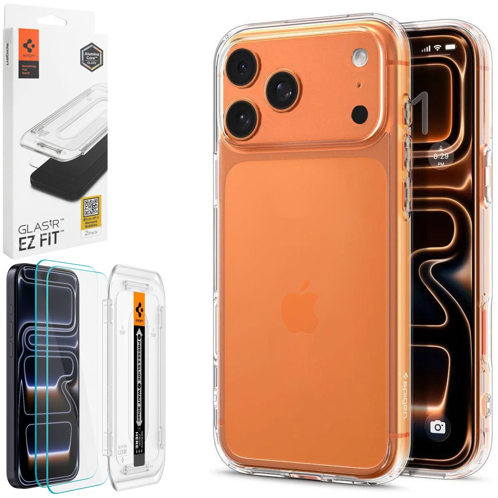 Etui SPIGEN Ultra Hybrid | Crystal Clear + 2x SZKŁO Spigen do Apple iPhone 17 Pro Max
