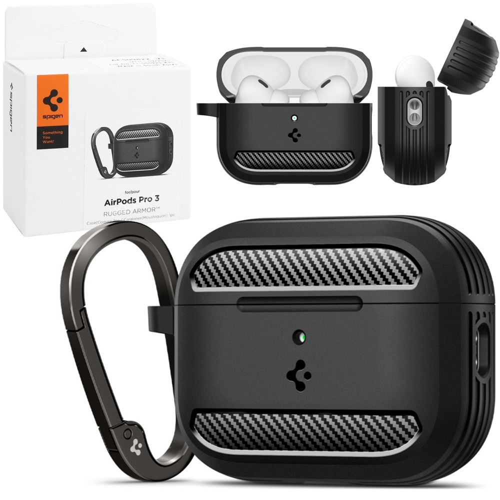 Etui SPIGEN Rugged Armor | Matte Black do Apple AirPods Pro 3