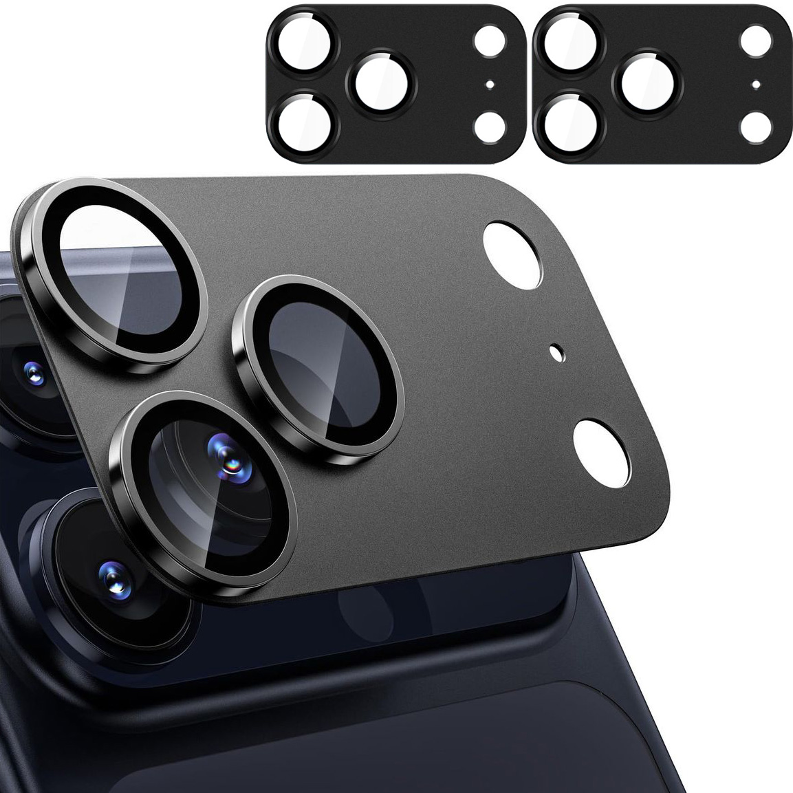 2x CamRing Alu | Szkło na Aparat Nakładka | Czarne do Apple iPhone 17 Pro Max