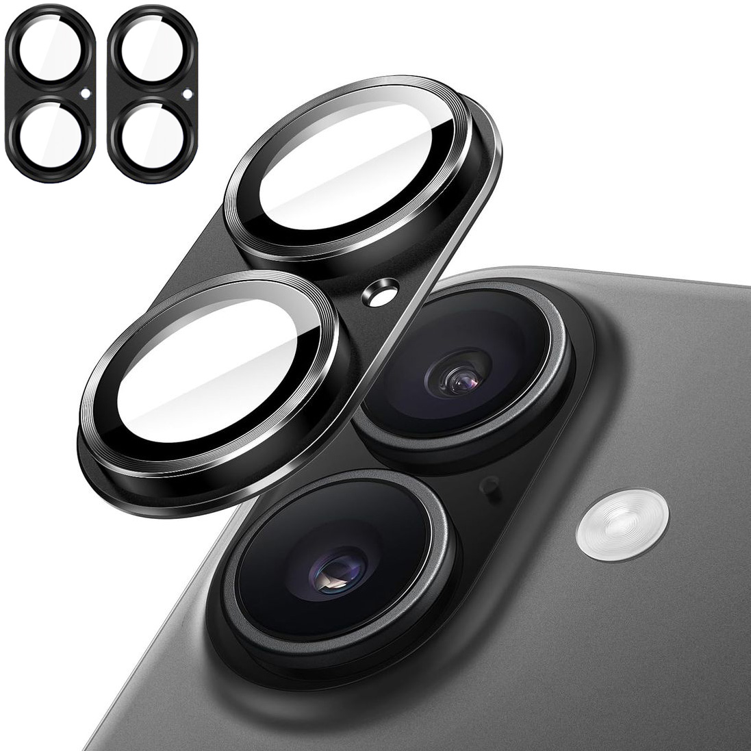 2x CamRing Alu | Szkło na Aparat Nakładka | Czarne do Apple iPhone 17 |