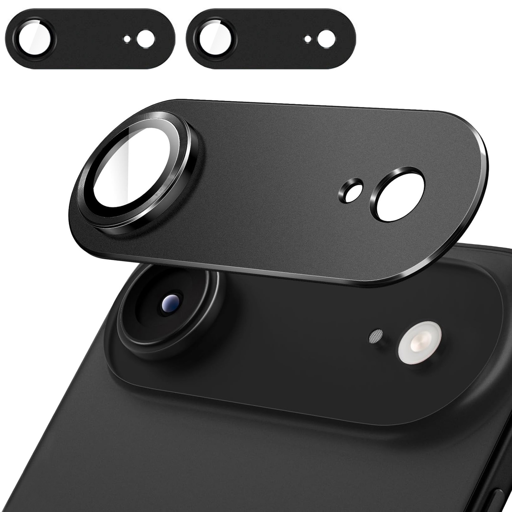 2x CamRing Alu | Szkło na Aparat Nakładka | Czarne do Apple iPhone Air