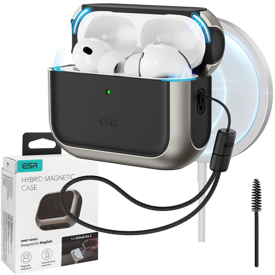 Etui ESR Orbit MagSafe | Titanium do Apple AirPods Pro 3
