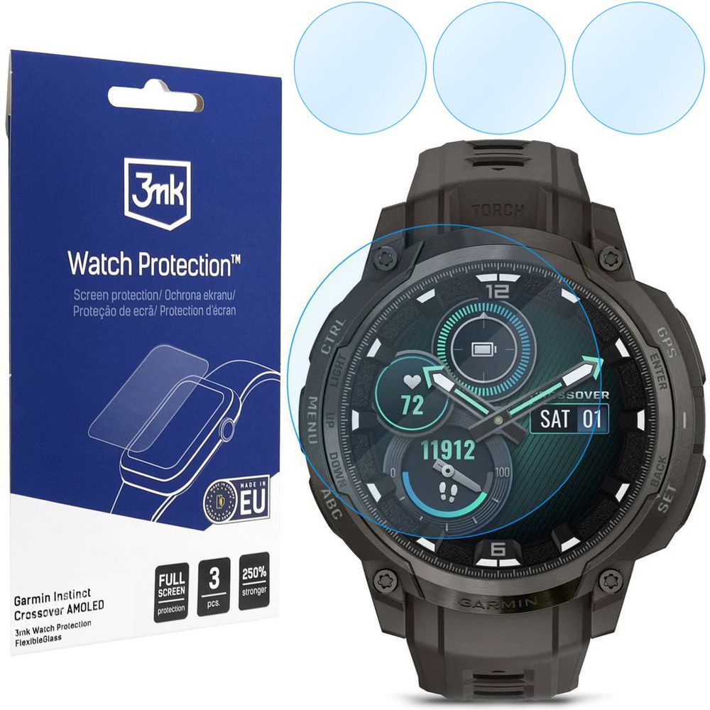 3x Szkło Hybrydowe 3mk Watch Protection do Garmin Instinct Crossover AMOLED
