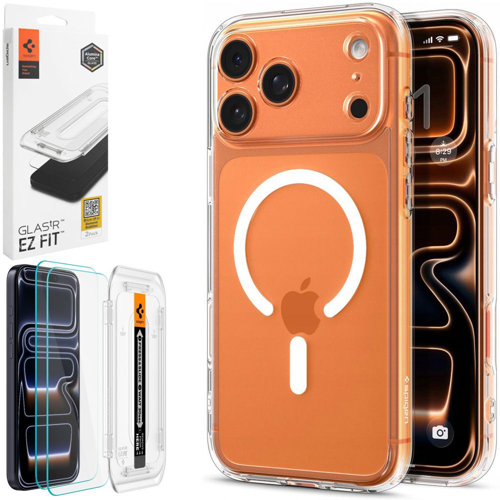 Etui SPIGEN Ultra Hybrid MagSafe | Clear White + 2x SZKŁO Spigen do Apple iPhone 17 Pro Max