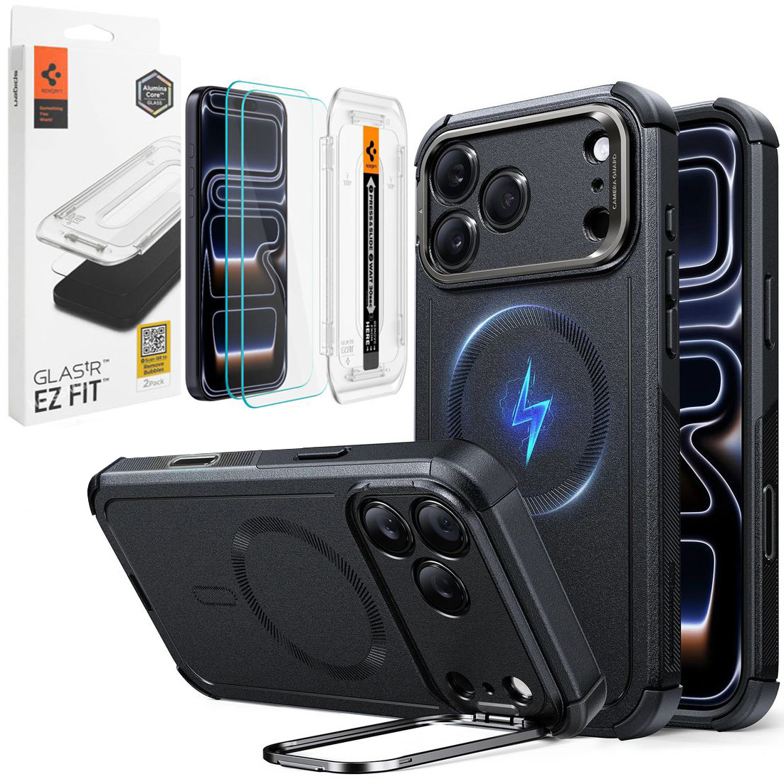 Etui ESR Tough Magnetic Case | Black + 2x SZKŁO Spigen do Apple iPhone 17 Pro Max