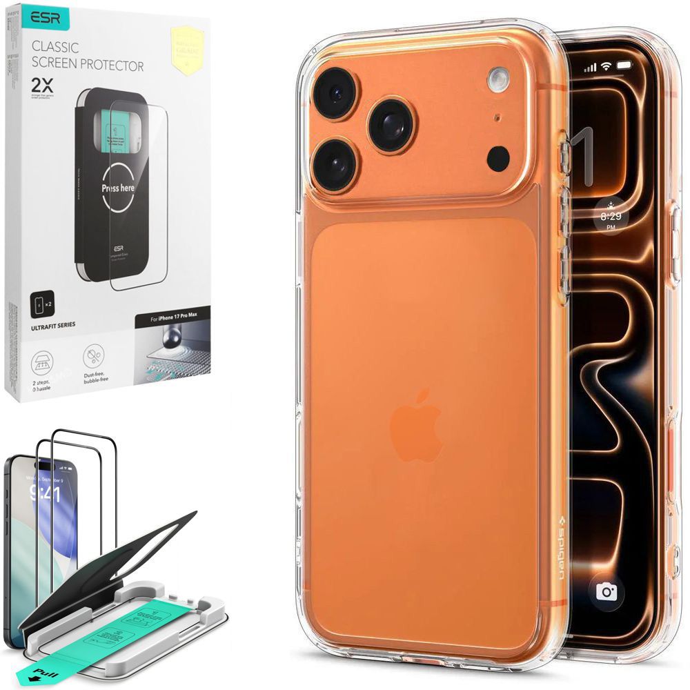 Etui SPIGEN Ultra Hybrid | Crystal Clear + 2x SZKŁO ESR do Apple iPhone 17 Pro Max