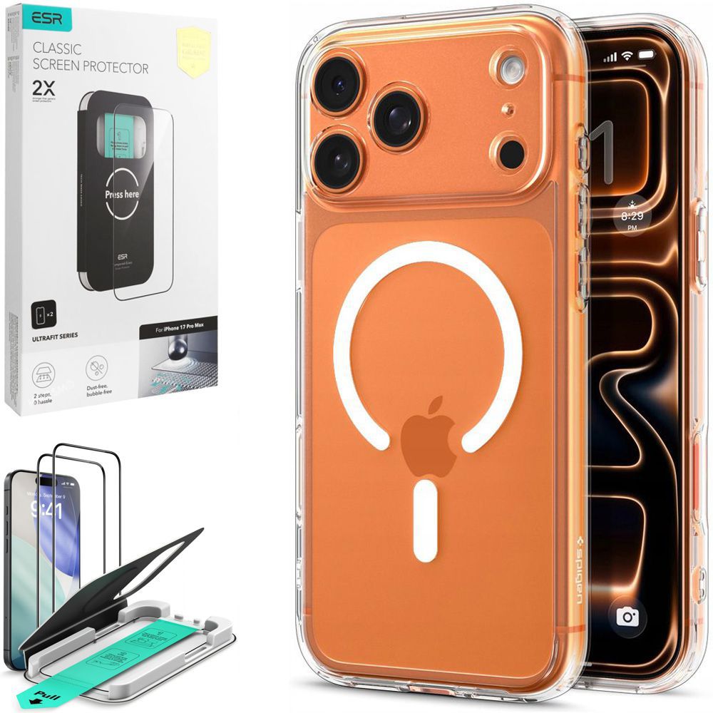 Etui SPIGEN Ultra Hybrid MagSafe | Clear White + 2x SZKŁO ESR do Apple iPhone 17 Pro Max