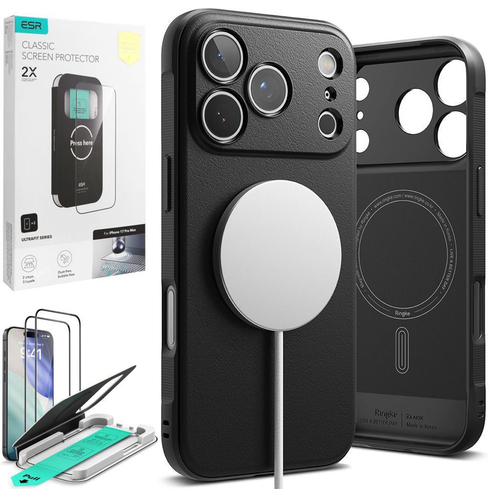 Etui RINGKE Onyx Magnetic MagSafe | Black + 2x SZKŁO ESR do Apple iPhone 17 Pro Max