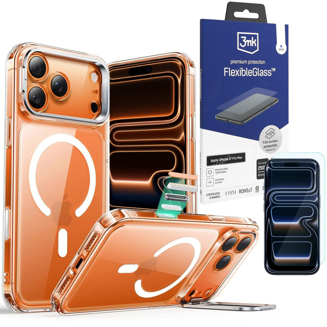 Etui ESR Hybrid Magnetic Case | Clear + SZKŁO 3mk do Apple iPhone 17 Pro Max