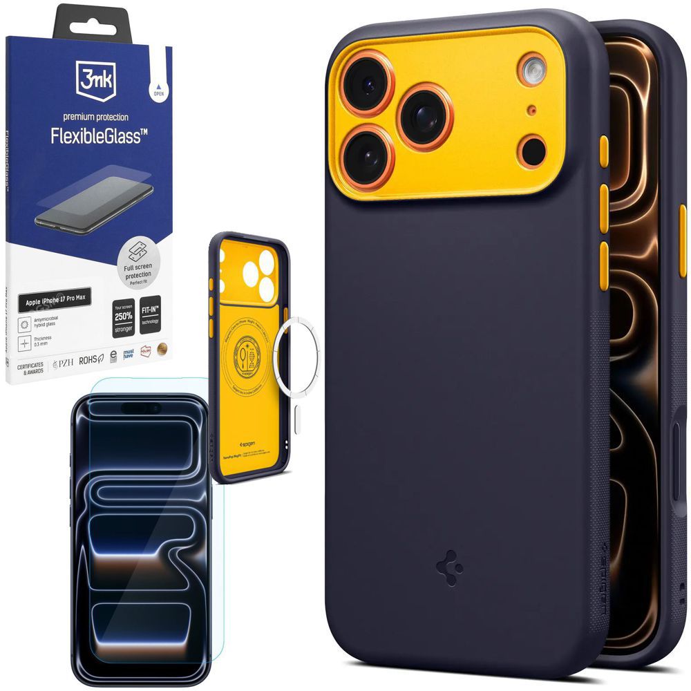 Etui SPIGEN Nano POP z MagSafe | Blueberry Navy + SZKŁO 3mk do Apple iPhone 17 Pro Max