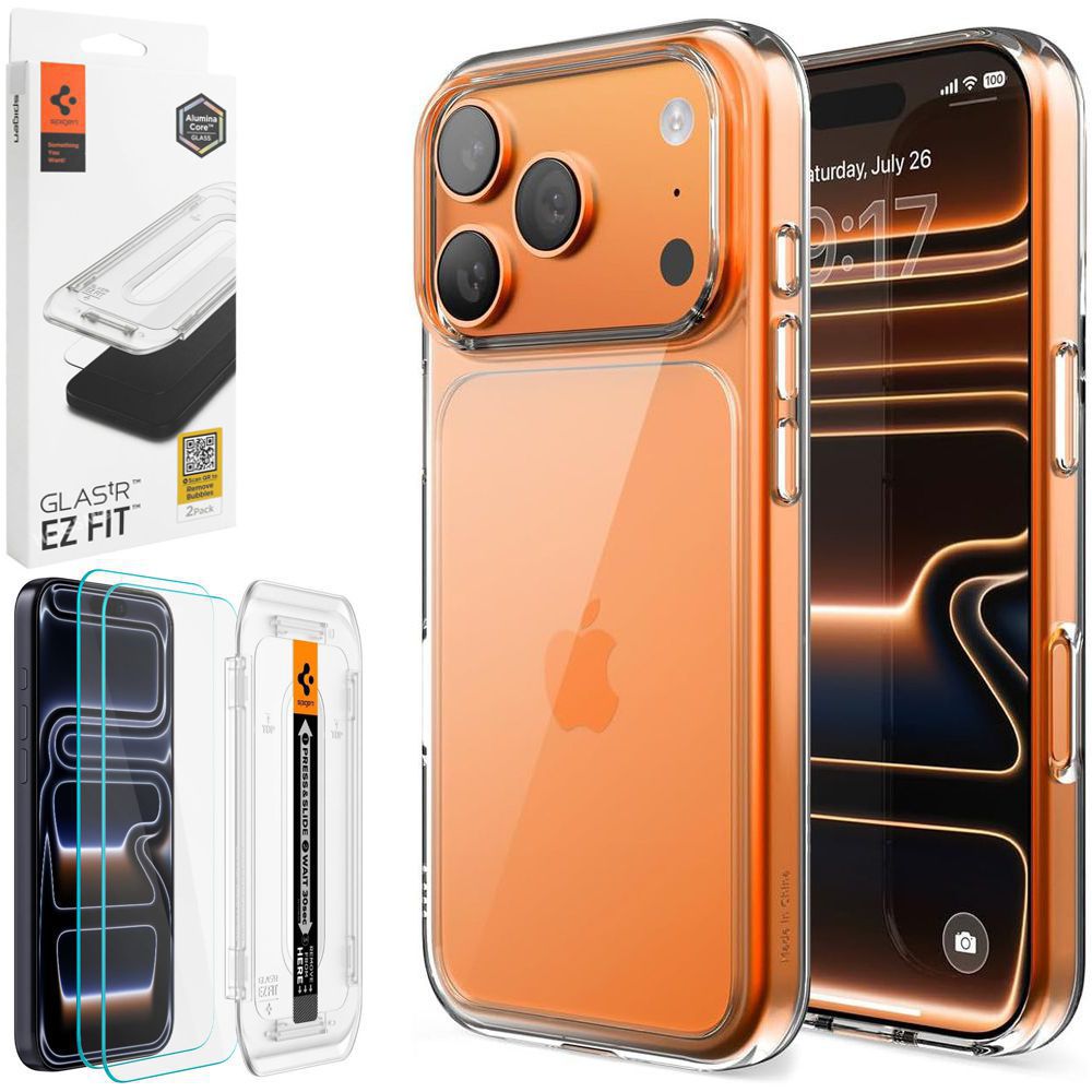 Etui JCPAL DualPro Case | Crystal Clear + 2x SZKŁO Spigen do Apple iPhone 17 Pro Max