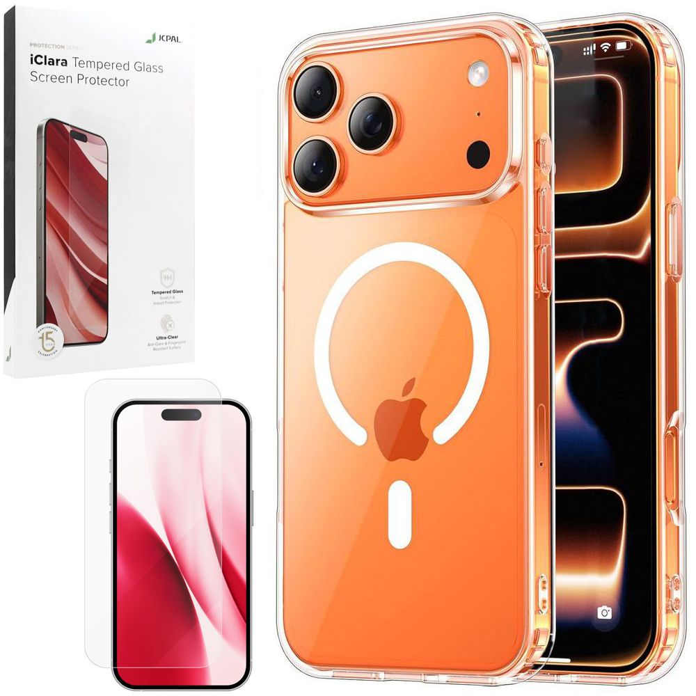 Etui JCPAL DualPro MagSafe Case | Crystal Clear + SZKŁO JCPAL iClara do Apple iPhone 17 Pro Max
