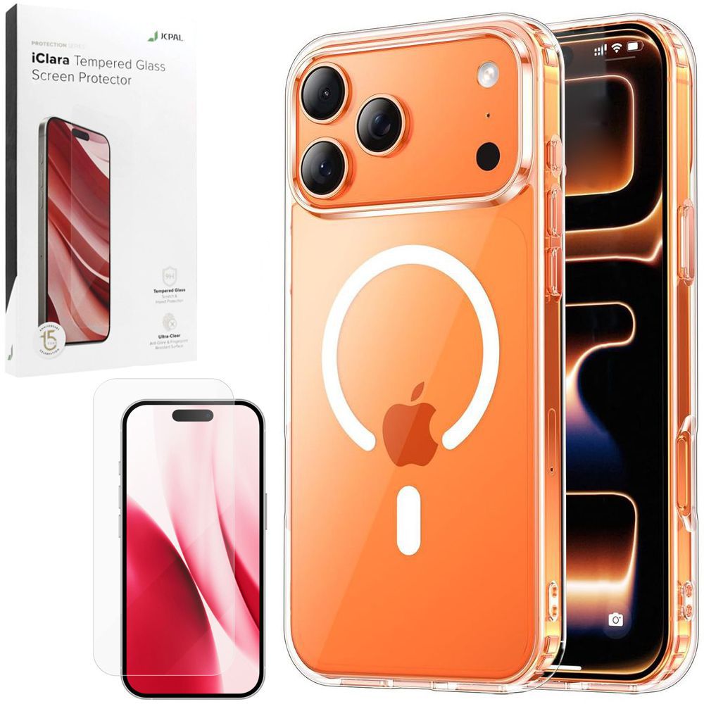 Etui JCPAL DualPro MagSafe Case | Crystal Clear + SZKŁO JCPAL iClara do Apple iPhone 17 Pro |