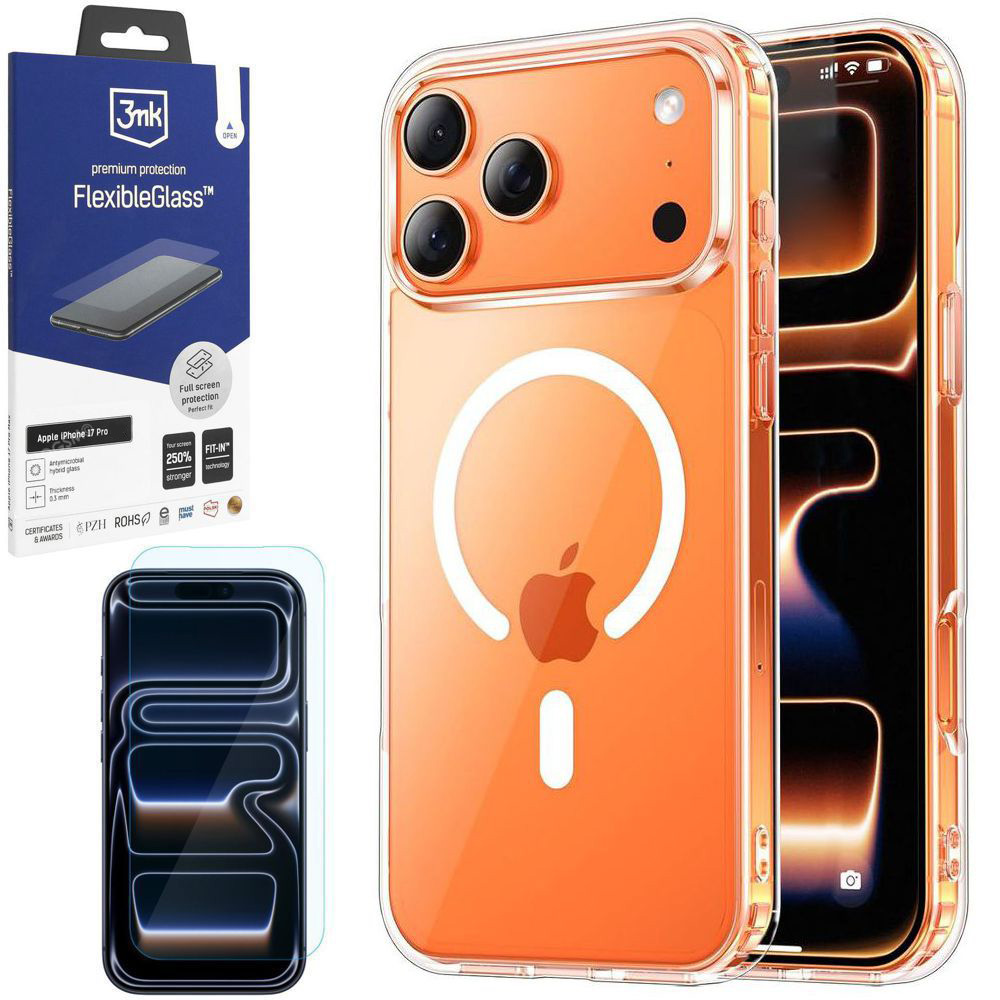 Etui JCPAL DualPro MagSafe Case | Crystal Clear + SZKŁO 3mk do Apple iPhone 17 Pro |