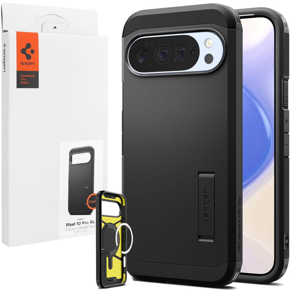 Pancerne Etui SPIGEN Tough Armor z PixelSnap | Black do Google Pixel 10 Pro XL