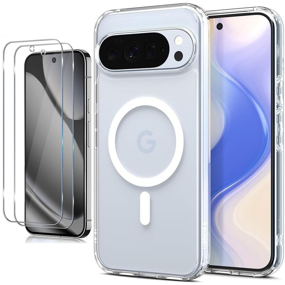 Etui SPIGEN Ultra Hybrid PixelSnap | Clear White + 2x SZKŁO do Google Pixel 10 Pro XL