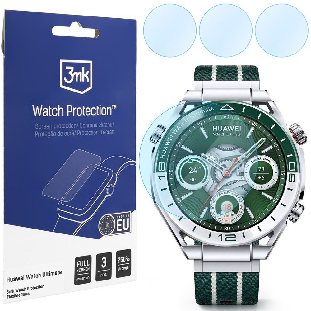 3x Szkło Hybrydowe 3mk Watch Protection do Huawei Watch Ultimate