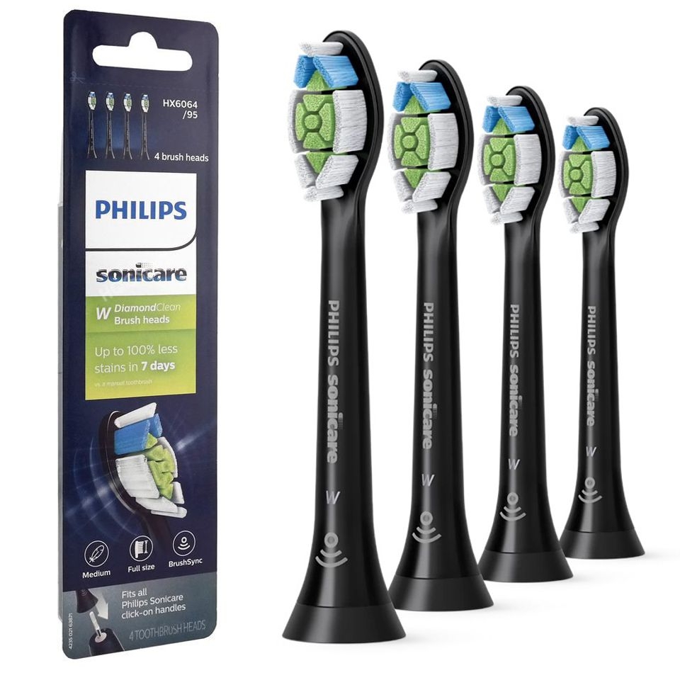 Philips | Sonicare W DiamondClean | Końcówki do Szczoteczki Sonicznej | Czarne | 4 sztuki