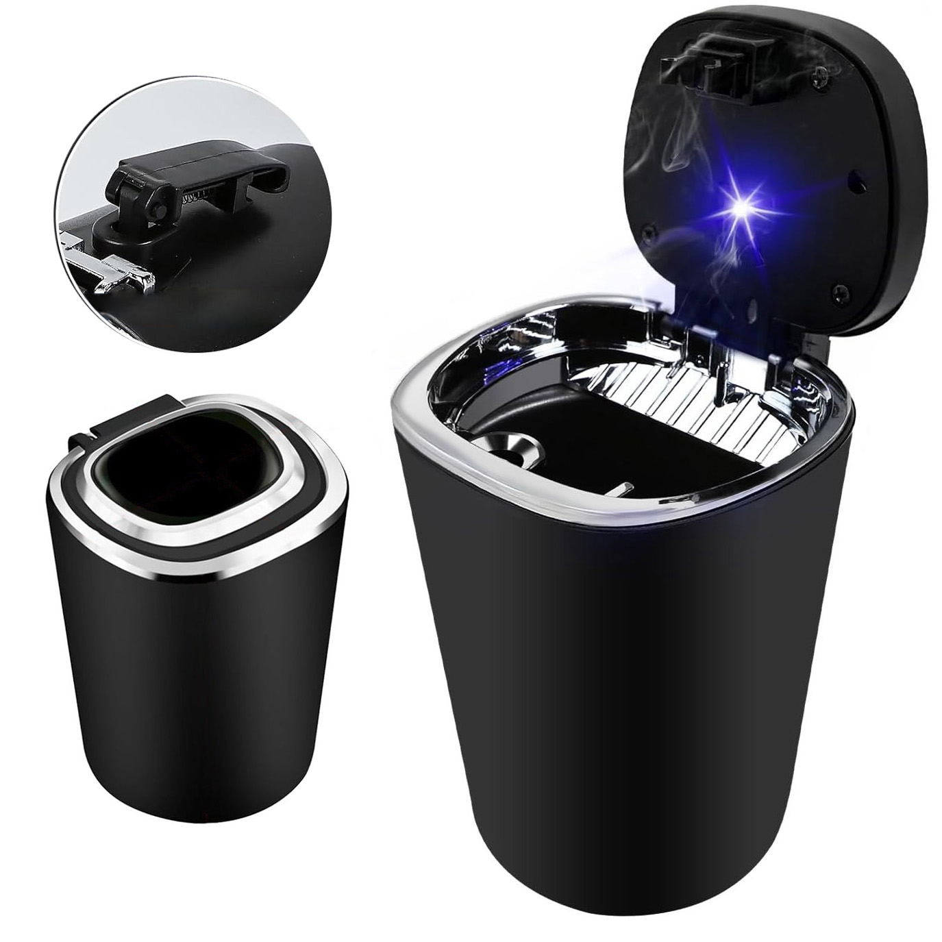Mini Samochodowa Popielniczka z Podświetleniem LED + Mocowanie do kratki