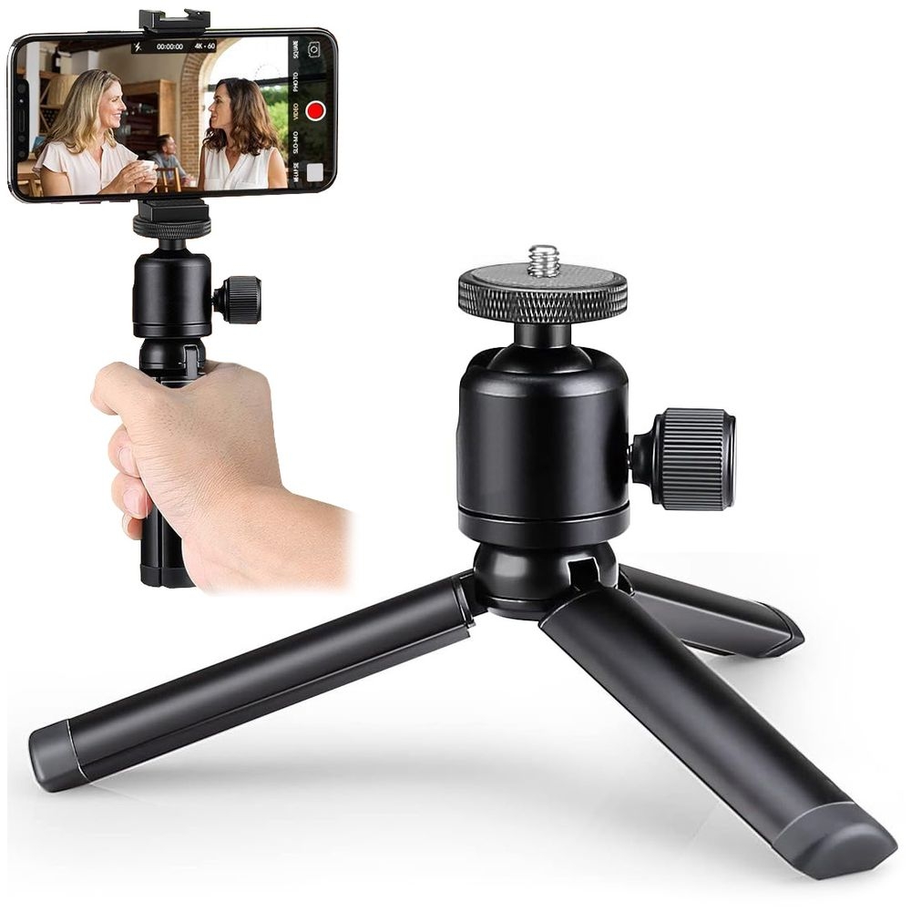 Metalowy Mini Statyw Tripod | Uniwersalny do Kamery Aparatu Mikrofonu | Gwint 1/4&#8243;