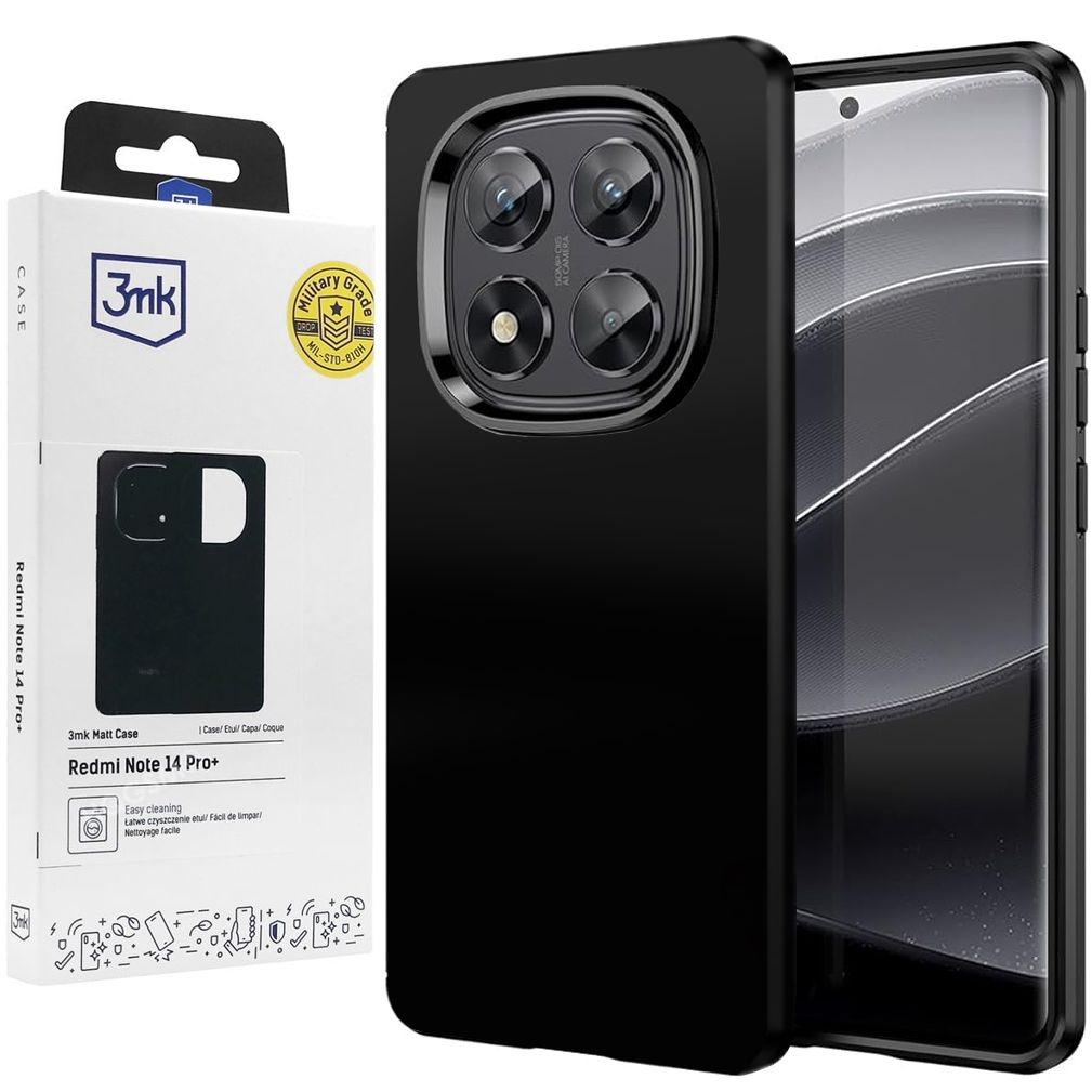 Cienkie Etui 3mk Matt Case | Black do Xiaomi Redmi Note 14 Pro+ Plus 5G