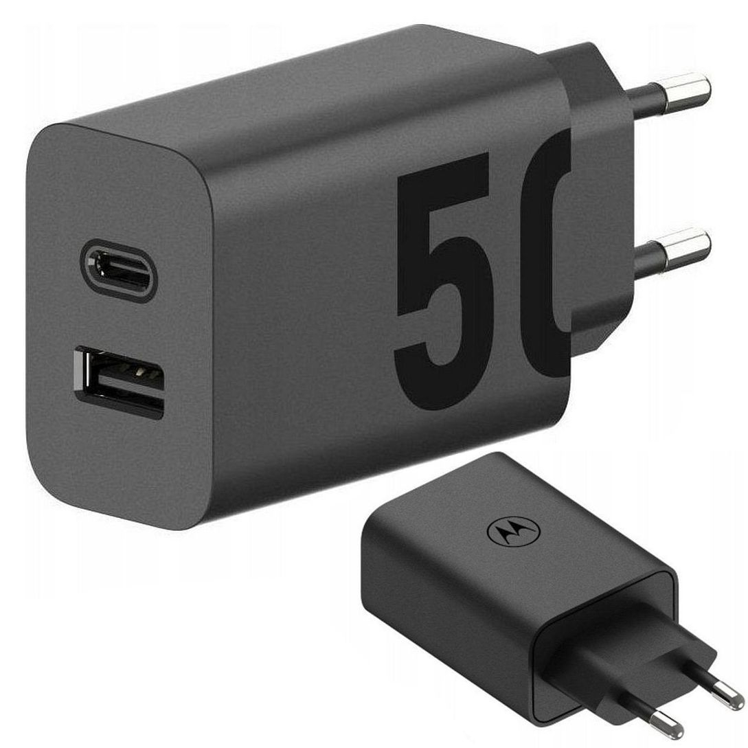 Motorola TurboPower 50 Duo | Oryginalna Ładowarka Sieciowa 50W USB-A USB-C | Czarna