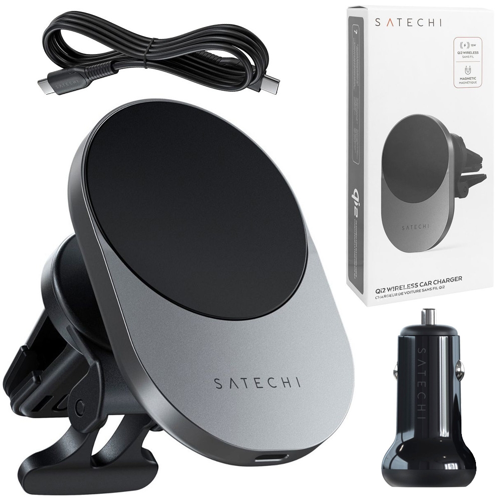 Satechi | Uchwyt Ładujący z MagSafe Qi2 15W | z Podpórką do Kratki + Ładowarka Kabel USB-C