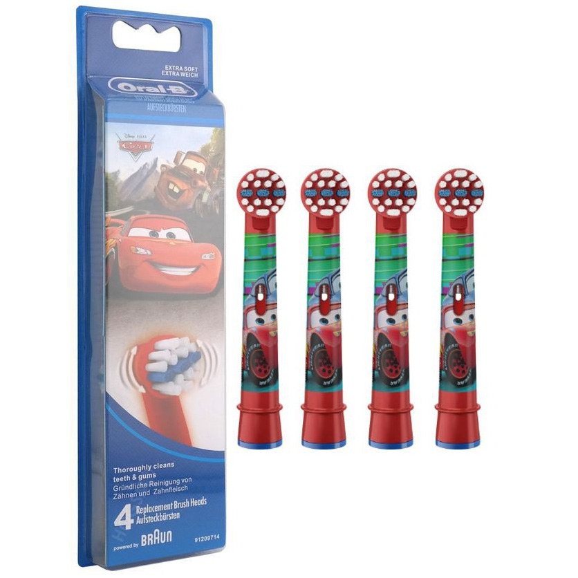 Oral-B | Kids 3+ Cars | Końcówki do Szczoteczki Elektrycznej | 4 sztuki
