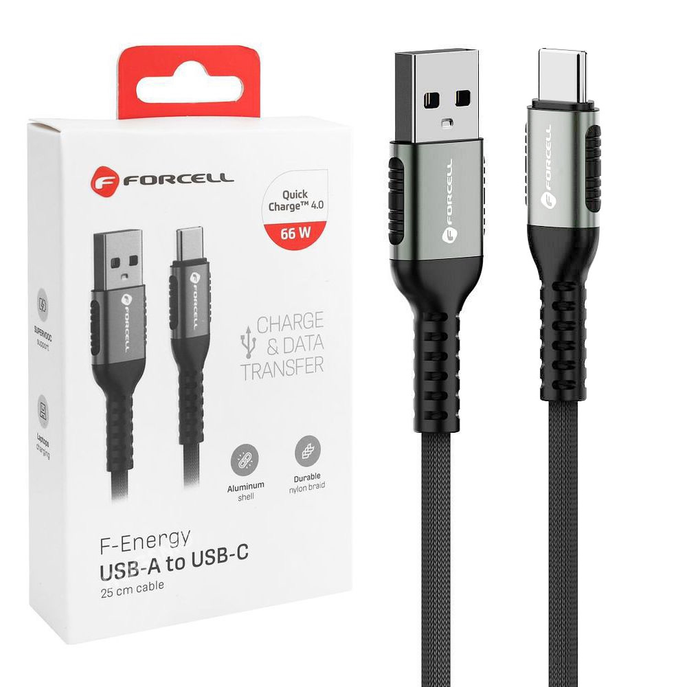 Forcell | Szybki Kabel USB-C SuperCharge SuperVOOC 66W | 25cm do Android Auto Apple CarPlay