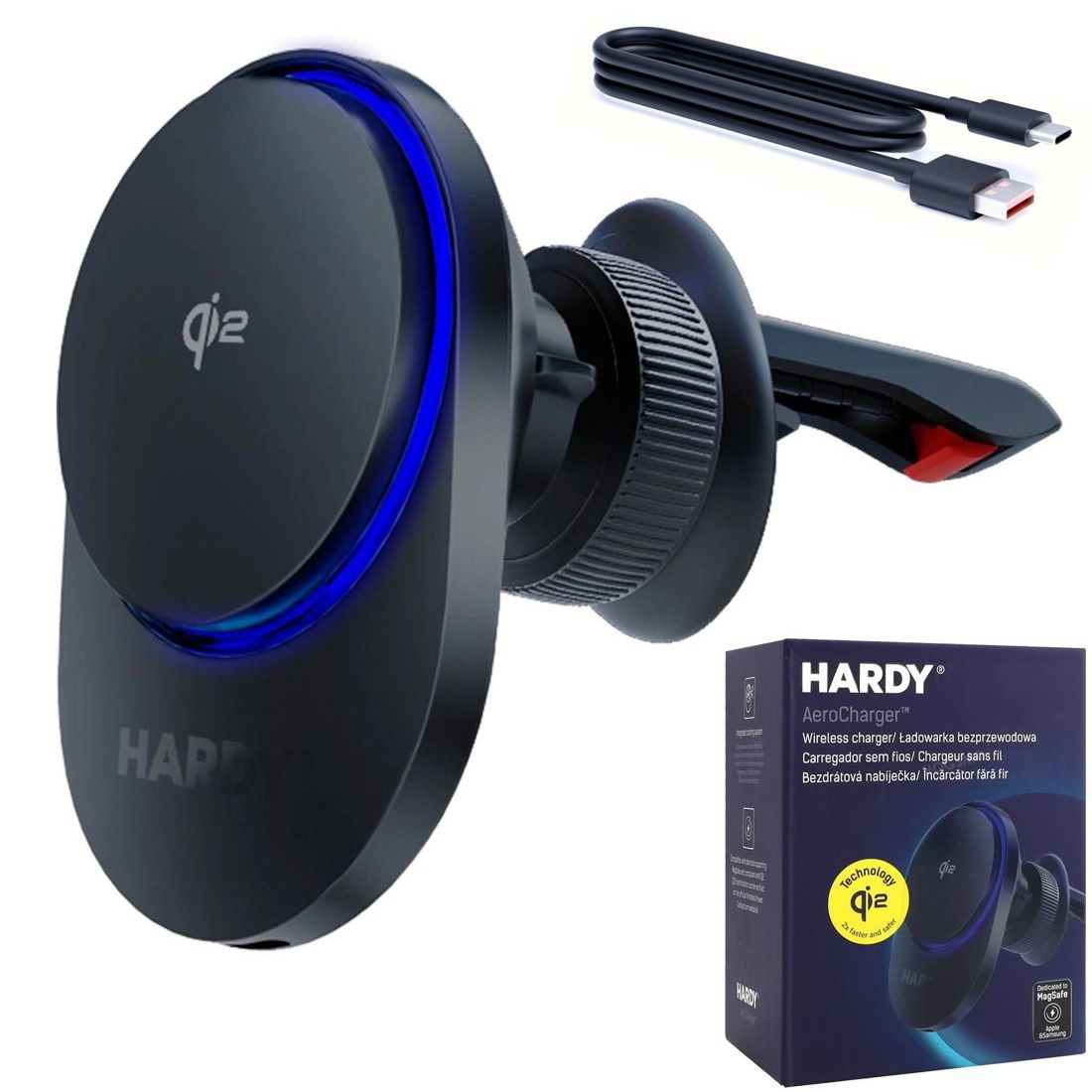 3mk HARDY AeroCharger | Uchwyt Samochodowy z Qi2 | z Chłodzeniem do Kratki Nawiewu