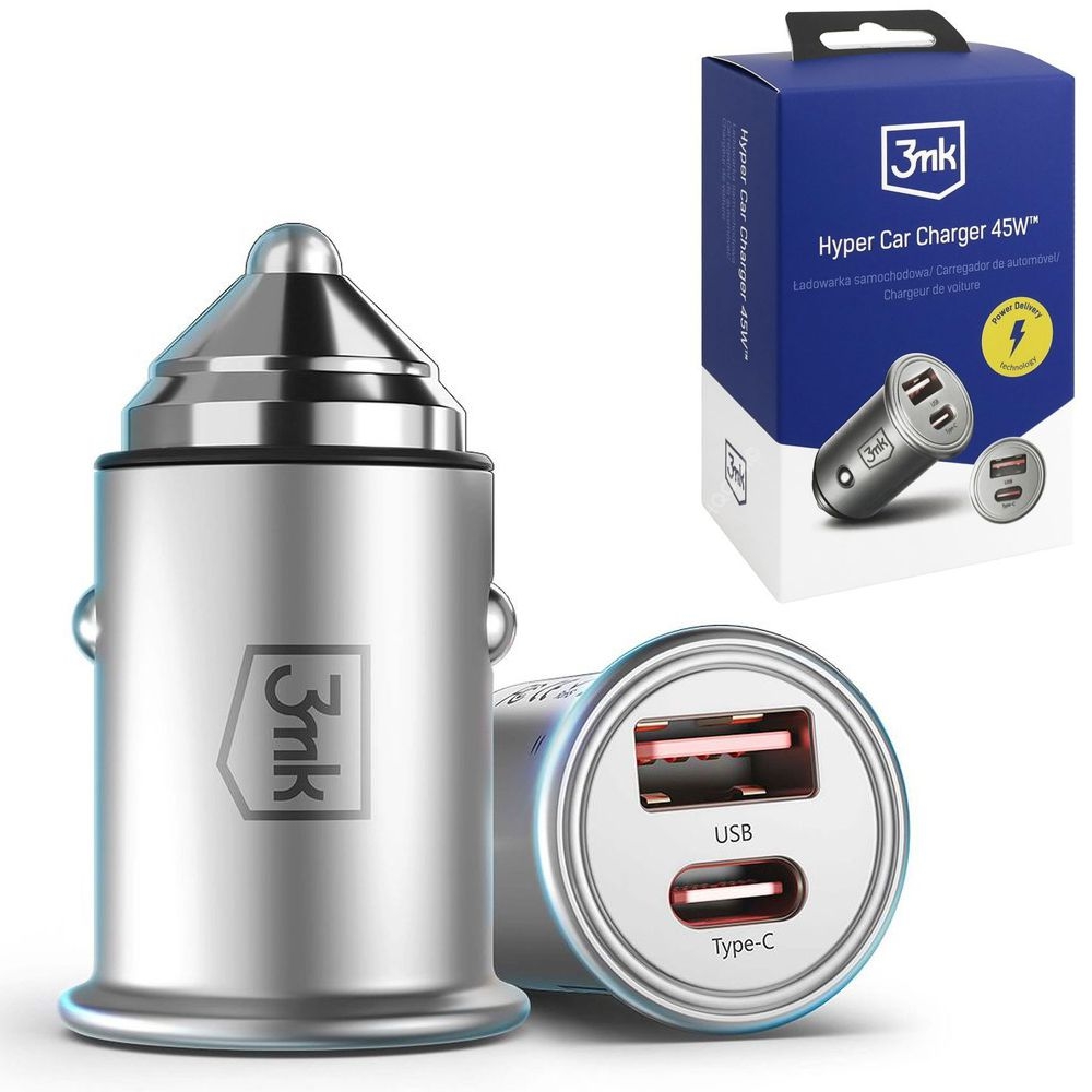 3mk Hyper Car Charger | Ładowarka Samochodowa USB-A + USB-C PD QC 3.0 45W