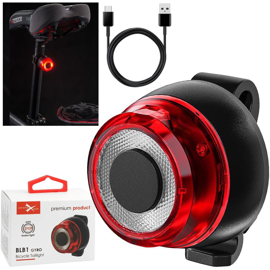 BLB1 | Inteligentna Lampka Rowerowa Tylna | na Sztycę pod Siodełko | USB-C