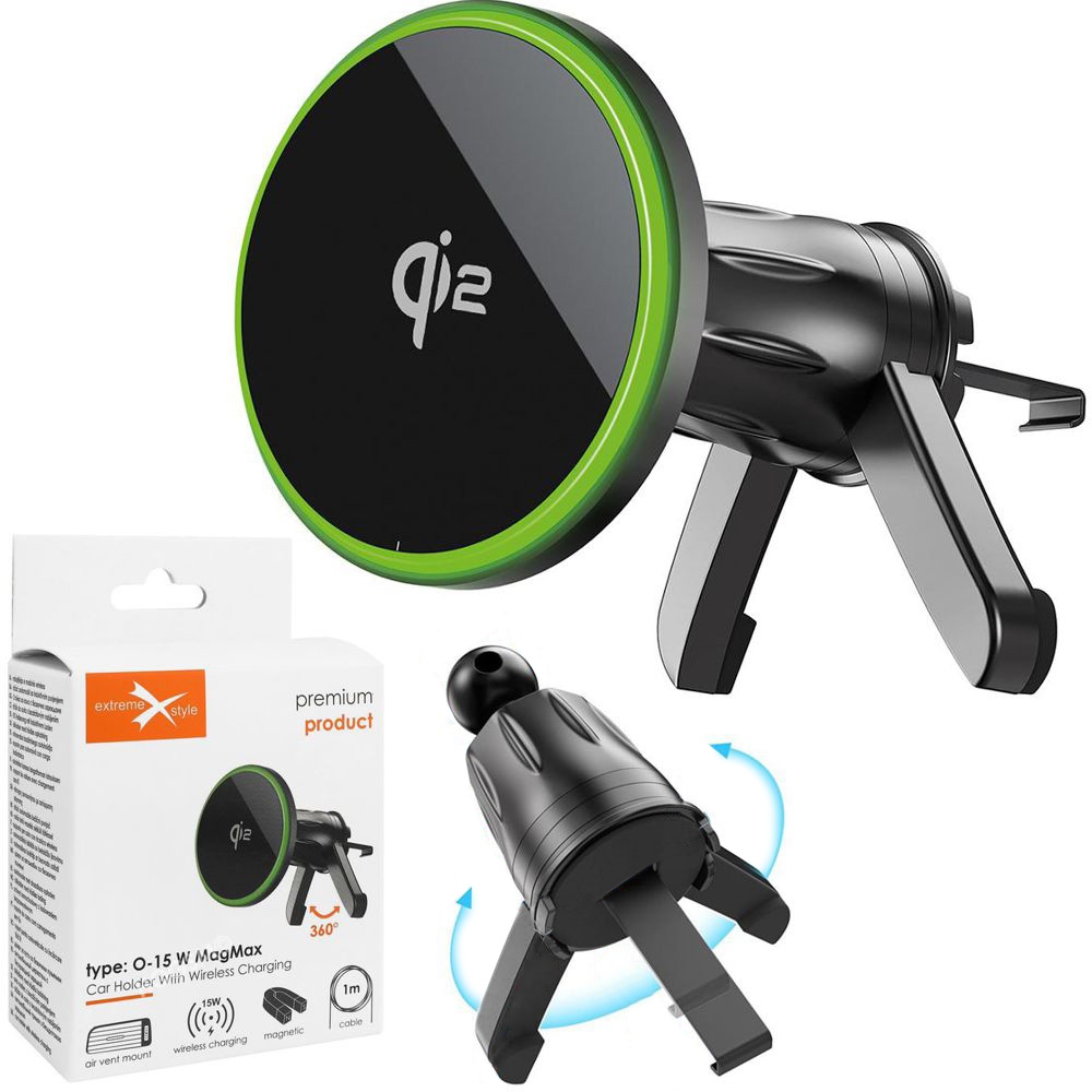 ExtremeStyle | Zaciągany Uchwyt z MagSafe PixelSnap Qi2 15W | z Podpórkami do Kratki Nawiewu