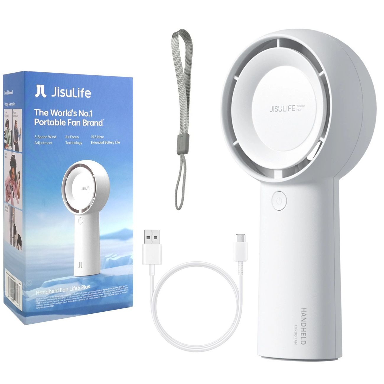 JisuLife Life5 Plus | Przenośny Wiatrak Wentylator | USB-C 4000mAh | Biały