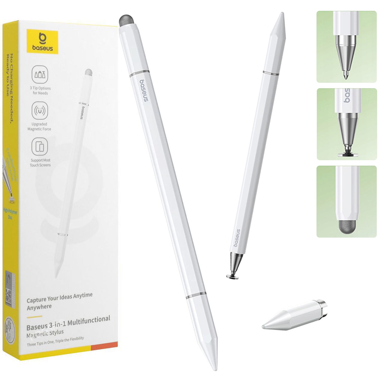 Baseus Stylus Pen 3w1 | Uniwersalny Rysik do Ekranów z 3 Końcówkami | Android i iOS
