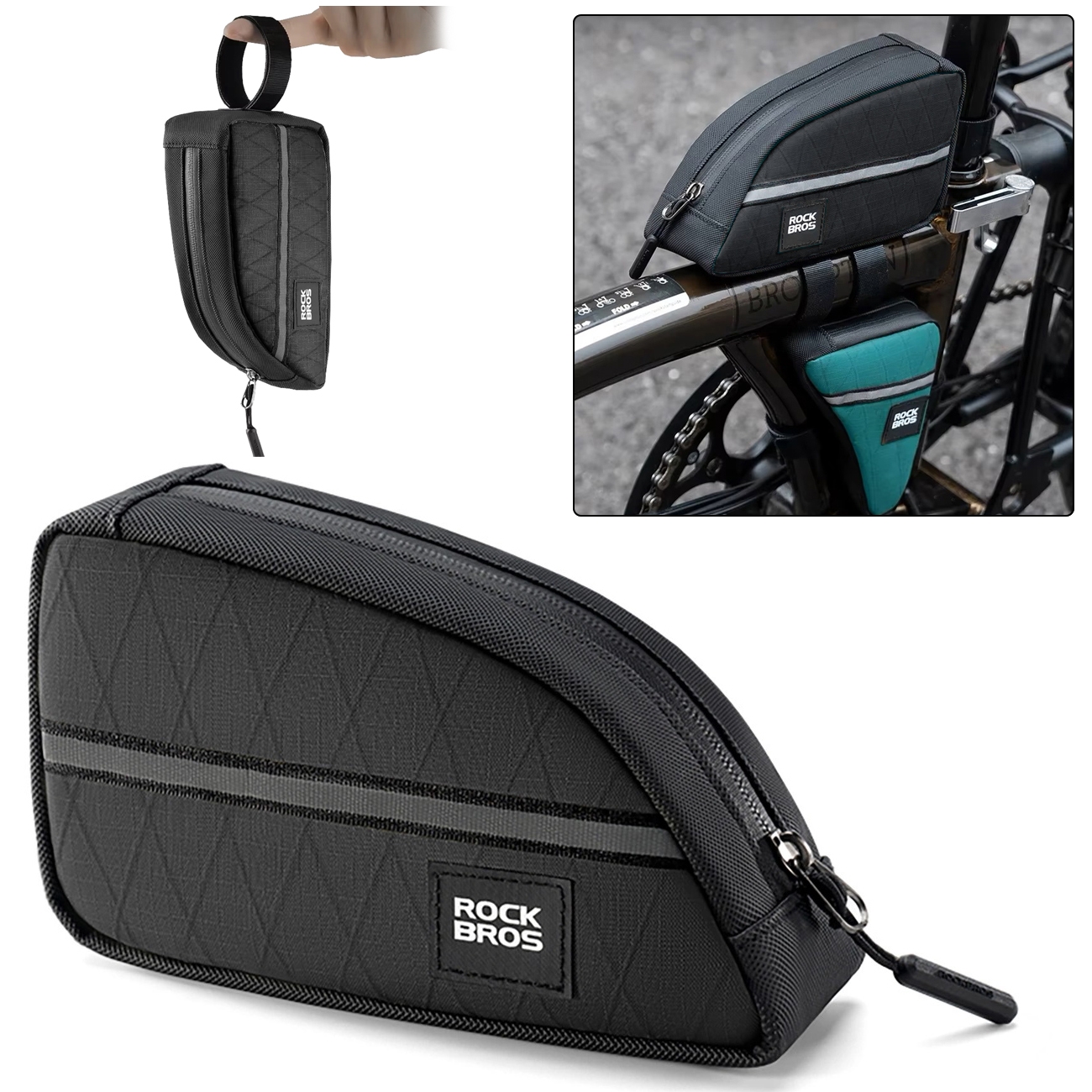 Rockbros | Trójkątka Wąska Sakwa Rowerowa Torba na Ramę | 0.8l